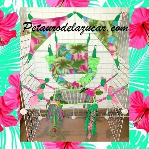 Set Tela Polar Flores de Hibisco Petauro del Azúcar