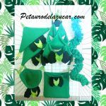 Set Tela Polar Verde con Hojas Petauro del Azúcar