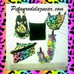 Set Tela Polar Leopardo Multicolor Negro Petauro del Azúcar