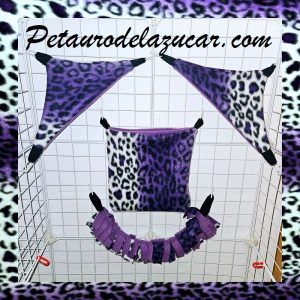 Set Tela Polar Leopardo Violeta (4 piezas) Petauro del Azúcar