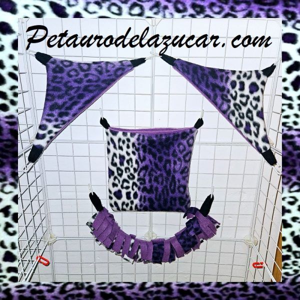 Set Tela Polar Leopardo Violeta Petauro del Azúcar