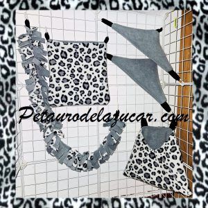 Set Tela Polar Leopardo Gris (5 piezas) Petauro del Azúcar
